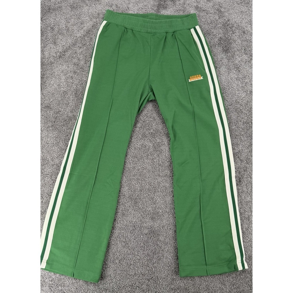Budro Green Pintuck Track Pants Straight Leg White Striped Men's Size 10